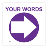WM070G Circle East Right Arrow Purple Words Choice Text Custom