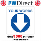 WM071B Circle Down South Arrow Blue Custom Choice Personalise