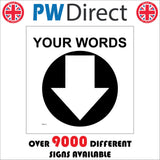 WM071A Circle Down South Arrow Black Custom Choice Personalise
