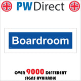 GG367 Boardroom Door Plaque White On Blue