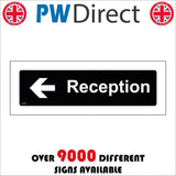 GG380 Reception Left Arrow White On Black Plaque
