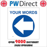 WM072B Circle Your Words Left West Custom Blue Arrow Post Trail