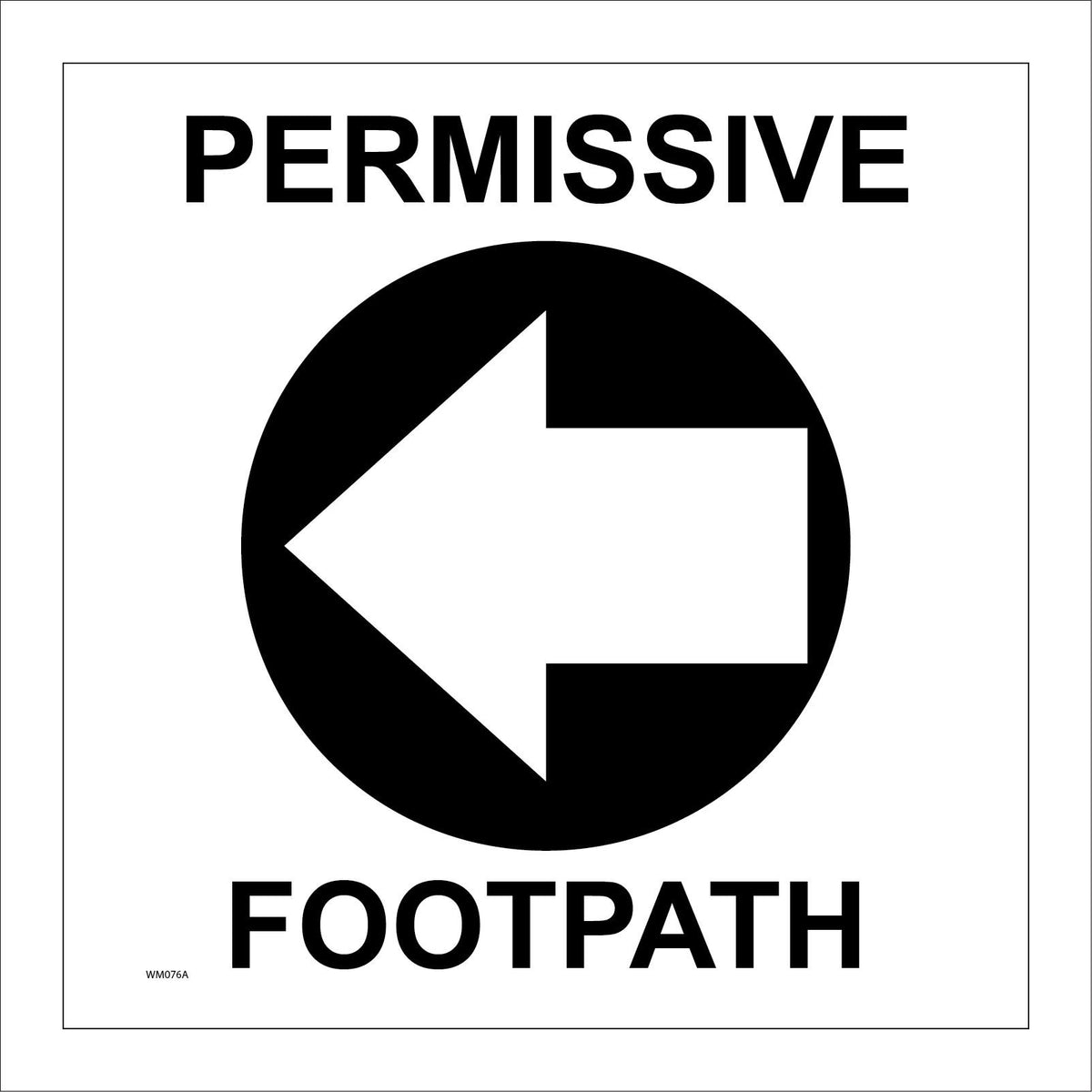 Permissive Footpath Left West Arrow Black Circle Route – PWDirect