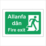 FS398 Allanfa Dan Fire Exit Welsh English Bilingual Running Man