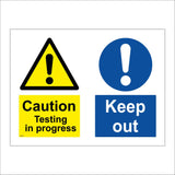 MU029 Caution Testing In Progress Keep Out Sign with Exclamation Mark Triangle