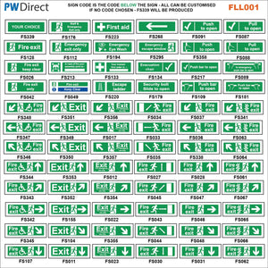 FLL001 Fire Exit Running Man Arrow Wheelchair Security Safety