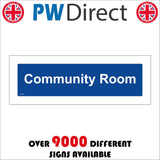 GG276 Community Room White On Blue Plaque