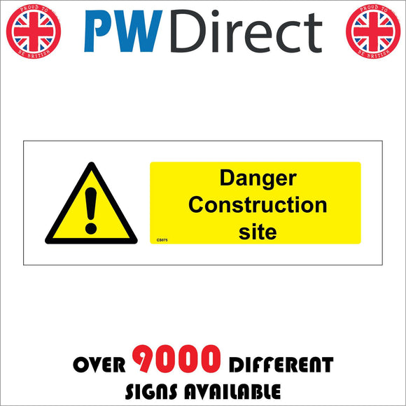 CS075 Danger Construction Site Sign with Exclamation Mark Triangle