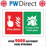 FI482 Fire Alarm In Case Of Fire Break Glass Red Green