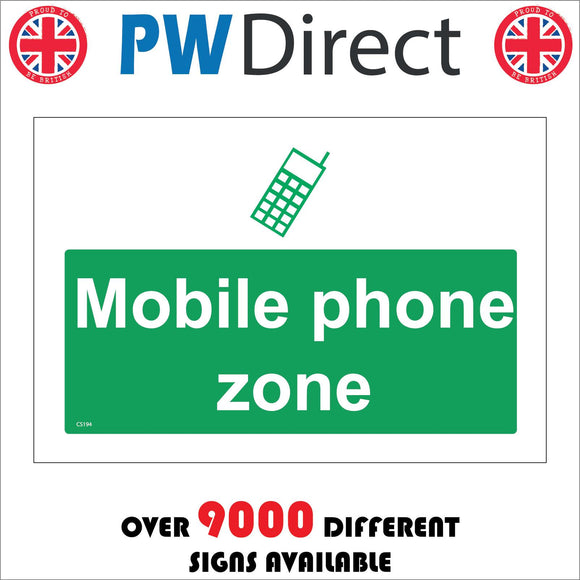 CS194 Mobile Phone Zone Sign with Mobile Phone