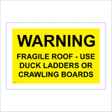 WT431  Warning Fragile Roof Use Duck Ladders Or Crawlign Boards