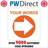WM070E Circle East Right Arrow Orange Words Choice Text Custom