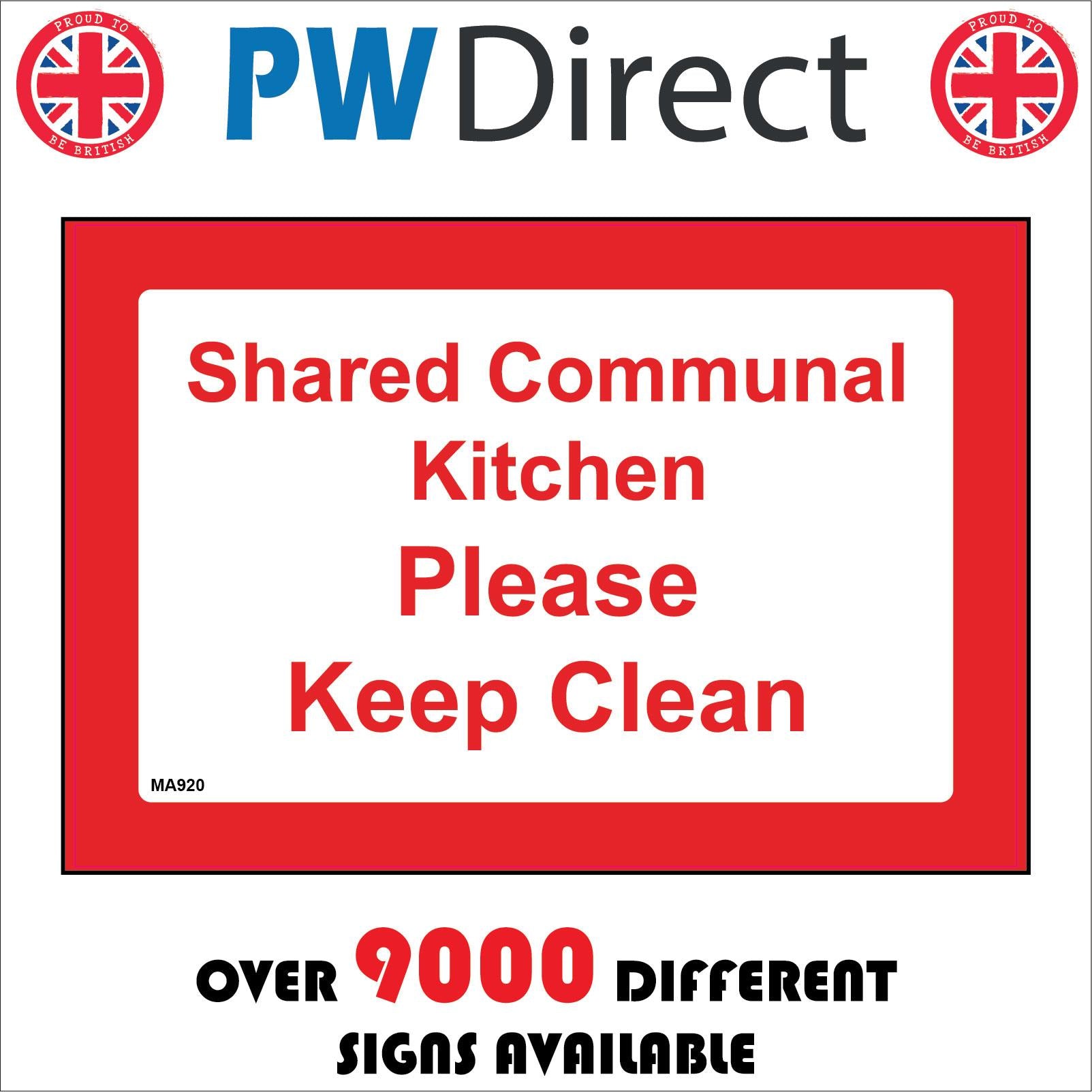 Communal Kitchen Keep Clean Sign Shared Communal Kitchen Please Keep Clean – PWDirect