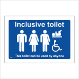 TS205 Inclusive This Toilet Can Be Used By Anyone White On Blue