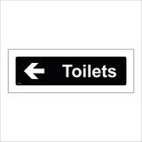 GG384 Toilets Left Arrow White On Black Plaque