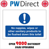 TS217 No Nappies Wipes Sanitary Products Flushed Down Toilet