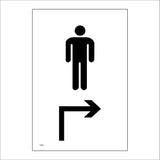 TS065 Male Toilets Up Right Arrow Black On White