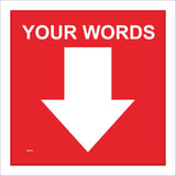 WM064H Text Words Symbol Arrow Down South Red Footpath Way