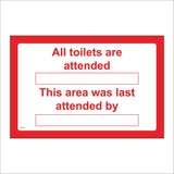TS149 All Toilets Attended Area Last Cleaned Wallchart