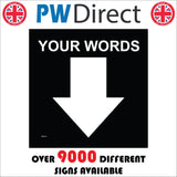 WM064A Words South Down Arrow Black Direction Marker Route Custom