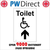 TS073 Disabled Toilet Up Arrow Black On White