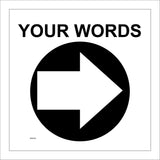 WM070A Circle East Right Arrow Black Words Choice Text Custom