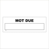 TR703 MOT Due Wall Chart Garage Service