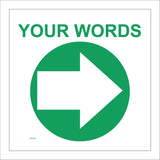 WM070C Circle East Right Arrow Green Words Choice Text Custom