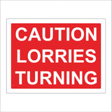 CS006 Caution Lorries Turning Sign