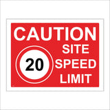 CS089 Caution 20Mph Site Speed Limit Sign with 20 MPH