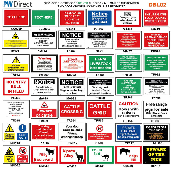 ADBL02 Farm Livestock In Field Dogs Act 1963 1971 Control Land