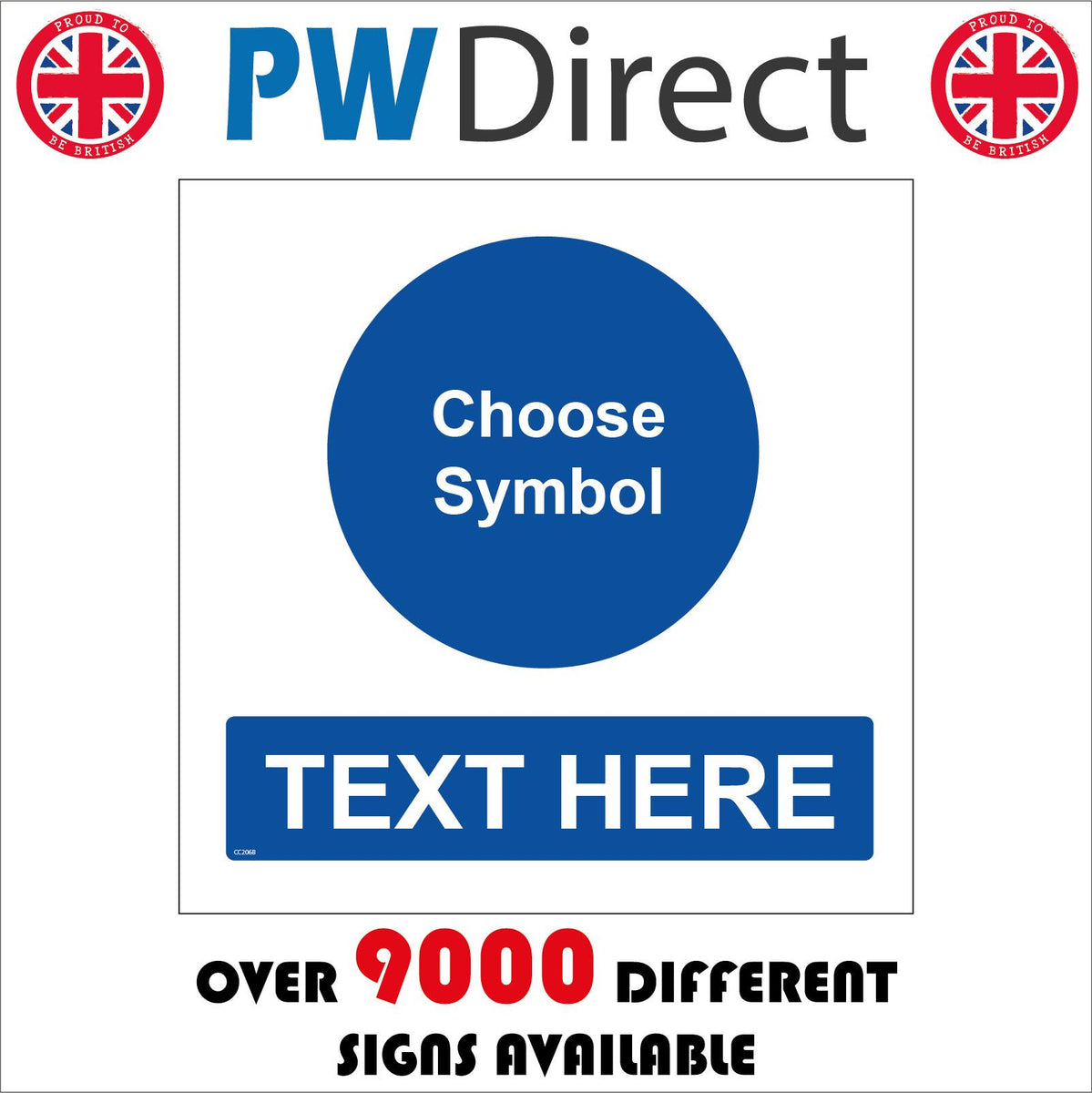 Blue White Mandatory Design Symbol Image Logo Emblem, CC206B – PWDirect