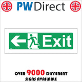 FS349 Fire Exit Left Arrow West Running Man Door Way Out