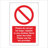 TS179 Do Not Put Tea Bags Nappies Sanitary Items Down Toilet