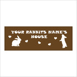 CM433 Rabbits Name House Hutch Custom Personalise Bunny Text