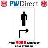 TS065 Male Toilets Up Right Arrow Black On White