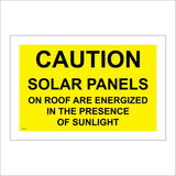 WT432 Caution Solar Panels On Roof Energised Presence Sunlight