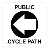 WM074A Circle Public Footpath Left West Arrow Bike Bicycle Track