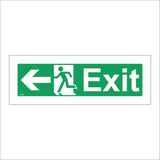 FS349 Fire Exit Left Arrow West Running Man Door Way Out