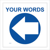 WM072B Circle Your Words Left West Custom Blue Arrow Post Trail