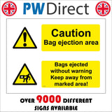 WT453 Caution Bag Ejecton Area Keep Away Fromm Marked Area