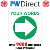 WM070C Circle East Right Arrow Green Words Choice Text Custom