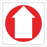 FI346 Arrow Ahead North Forward White On Red Circle