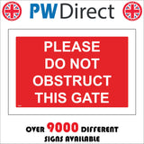 TR967 Please Do Not Obstruct This Gate