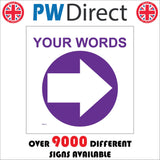 WM070G Circle East Right Arrow Purple Words Choice Text Custom