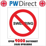 GG303 No Swearing Prohibited Banned Refrain Forbidden Language