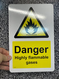 WS105 Danger Highly Flammable Gasses Sign with Triangle Fire