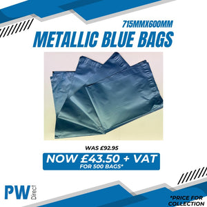 715mm x 600mm (28 x 23.5")Metallic Blue Mailing Bags Strong Poly Postal Post Self Seal Packaging 500 Bags