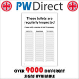 TS043 These Toilets Are Regularly Inspected Date Time Initials