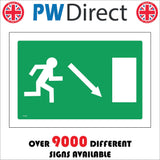 FS384 Fire Exit Down Right Arrow Running Man Door